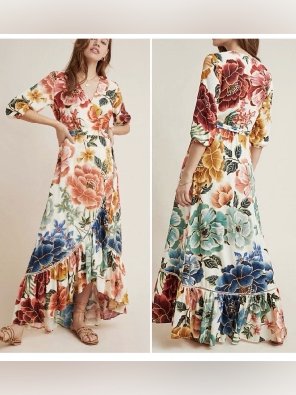 Farm Rio x Anthropologie floral wrap dress